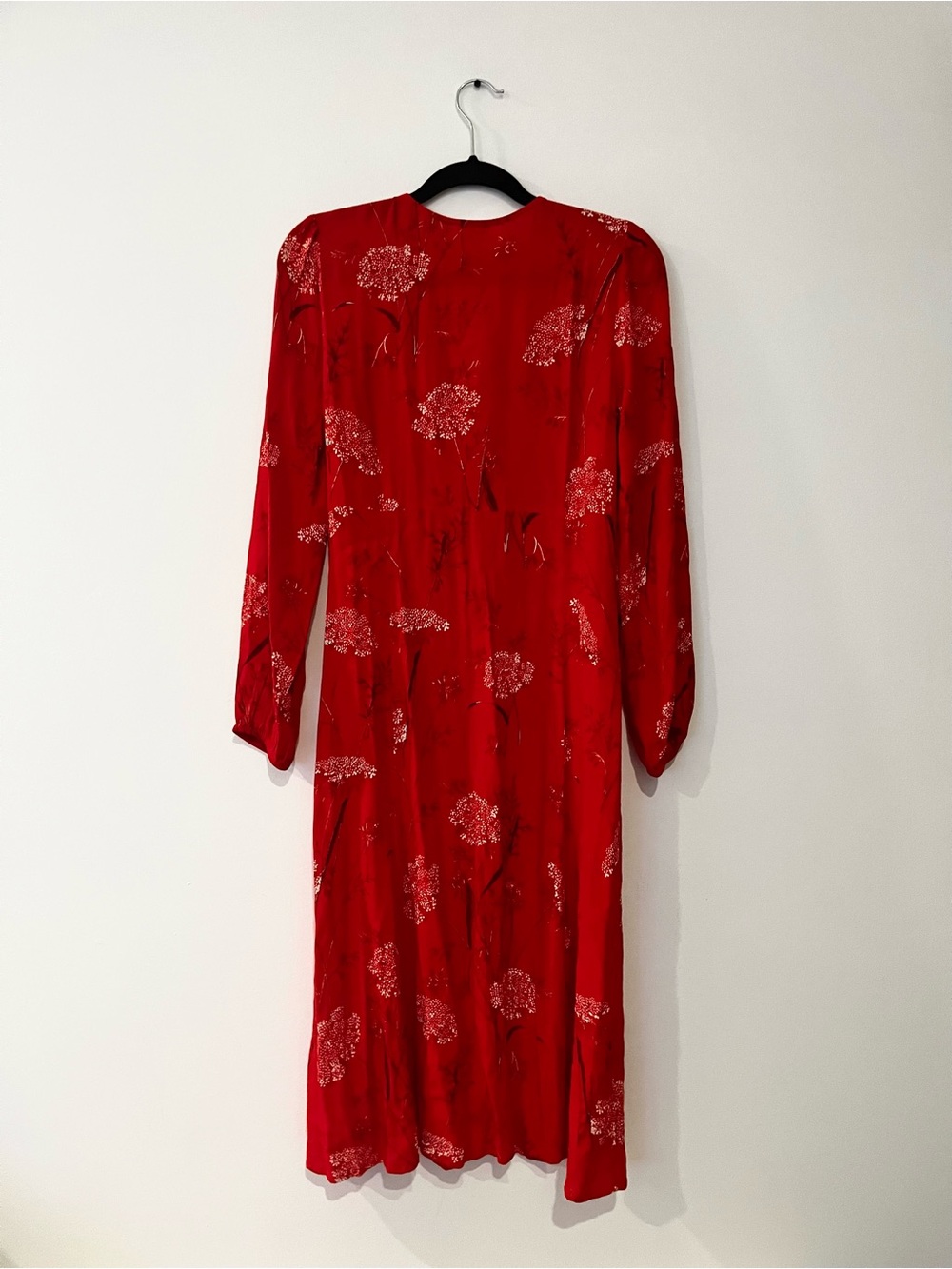 Aritzia Wilfred Red White Floral Gallery Button Front Midi Summer Dress sz Small - Picture 9 of 10
